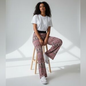 Shley Blue wideleg geometrical print multicolored pants M elastic waist stretchy